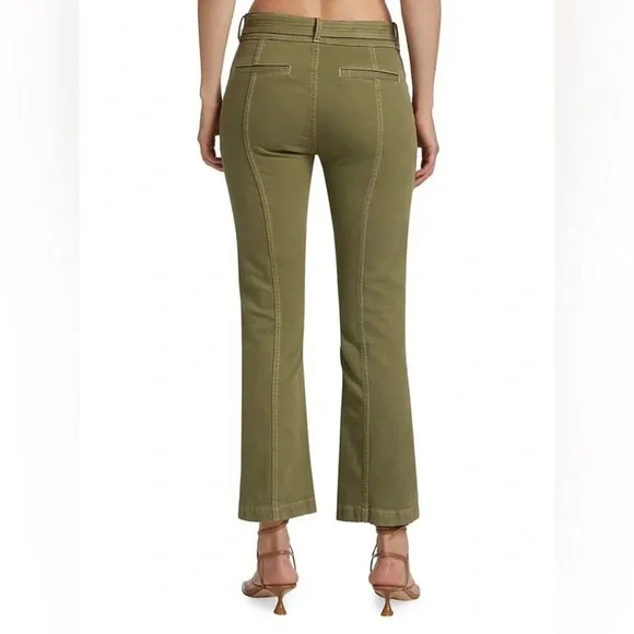 New! Derek Lam 10 Crosby Dean Utility Flare Olive Green Tie Waist Jeans 💚27 NWT! - Picture 4 of 15